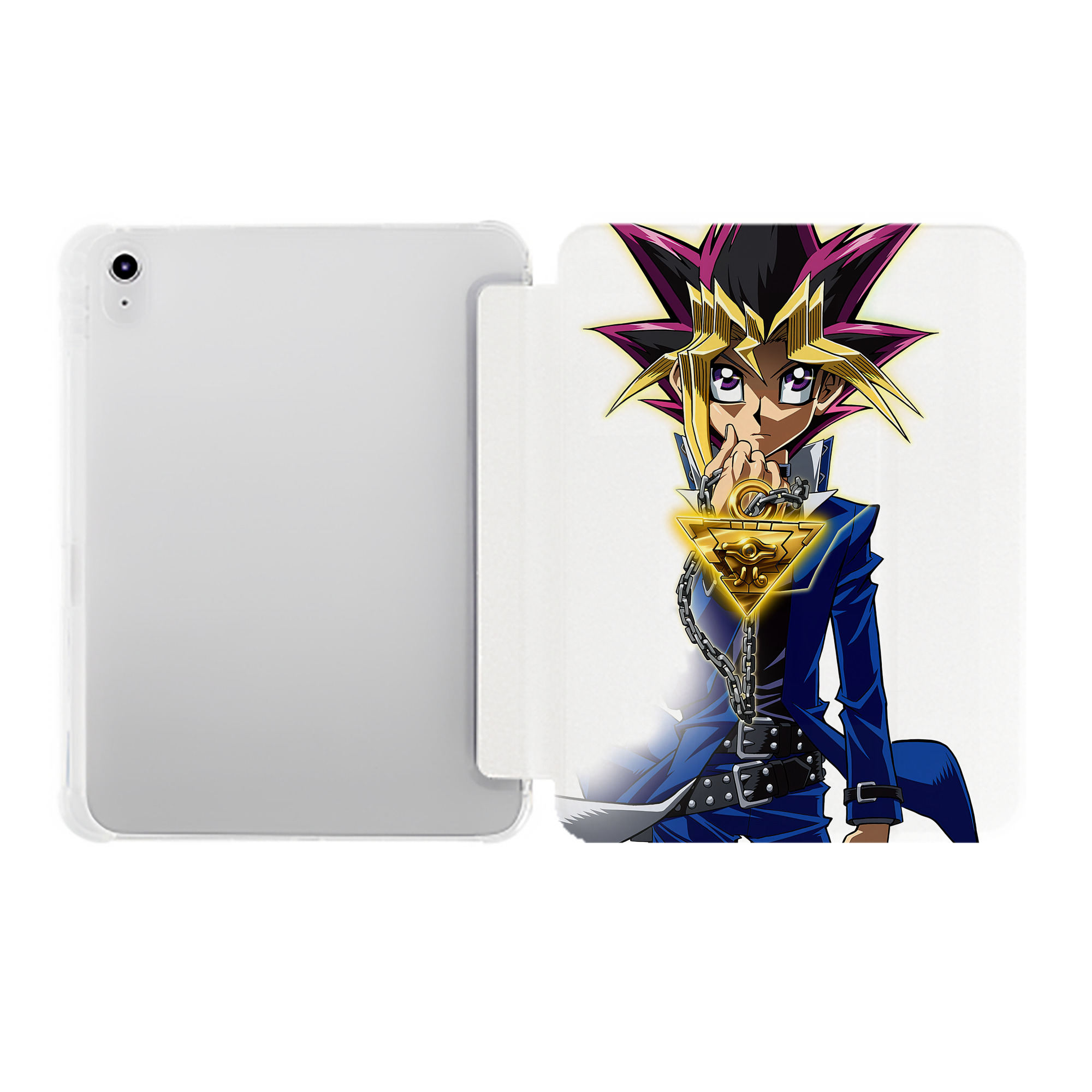 （画像用） 遊☆戯☆王 Yu-Gi-Oh! IPad ケース ペン収納付き 三つ折りスタンド PUレザー×シリコン 対応機種9.5/10.5/10.9インチ